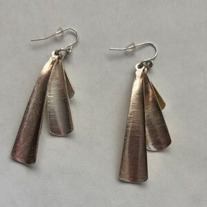 Elegant brushed Silver Dangle Earrings